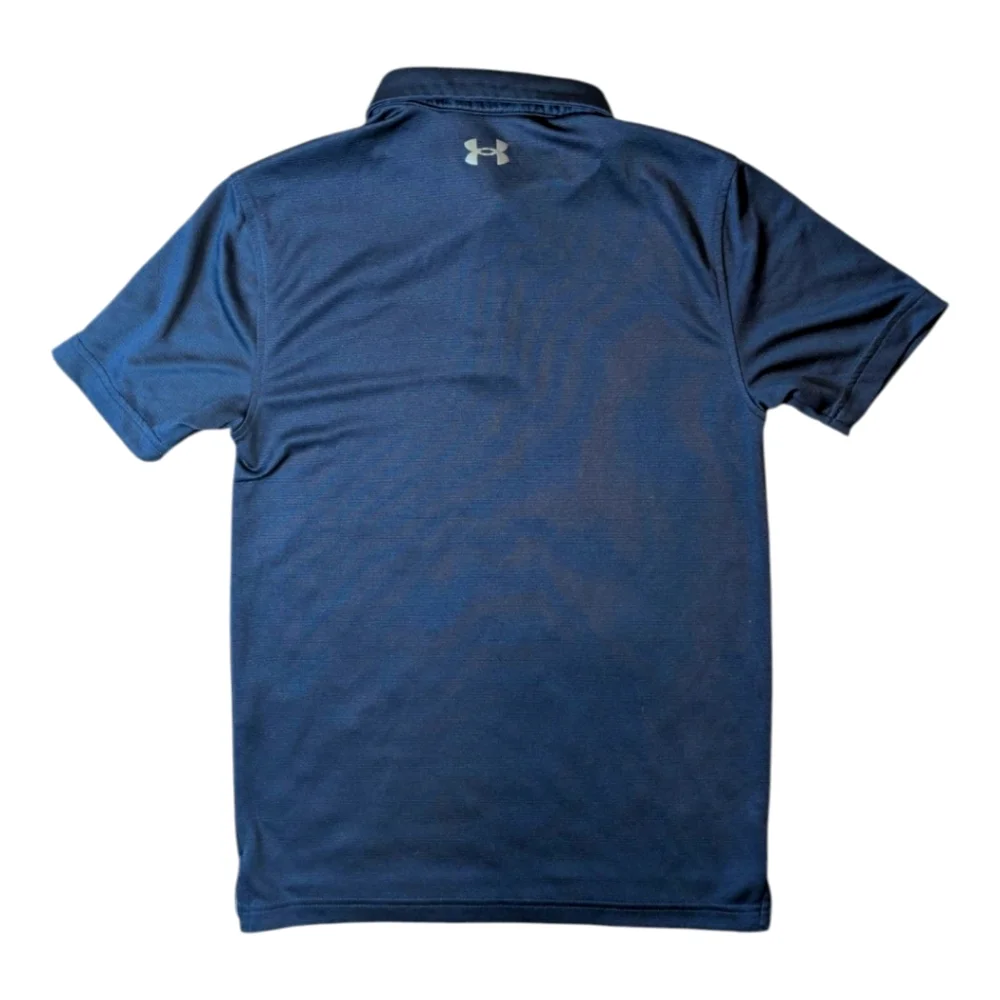 Under Armour Loose Fit Navy Blue Gray Trim Short Sleeve Polo Shirt Men's Small